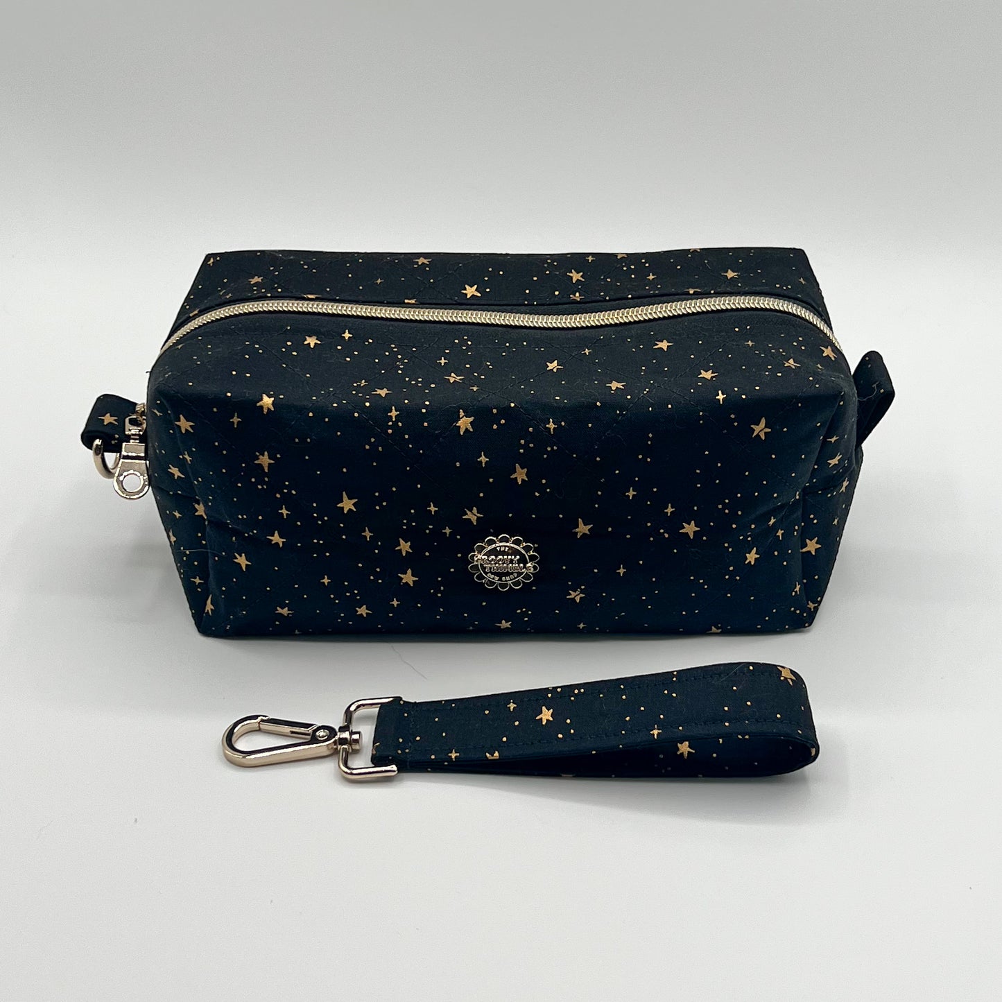 Large Quilted Makeup Bag in Metallic Stars