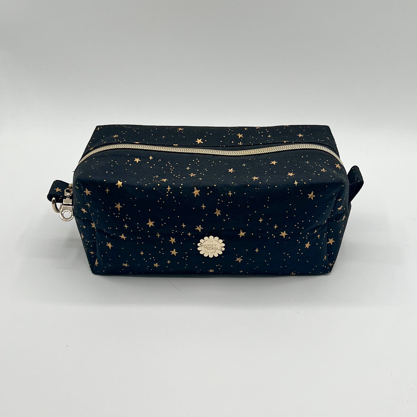 Large Quilted Makeup Bag in Metallic Stars