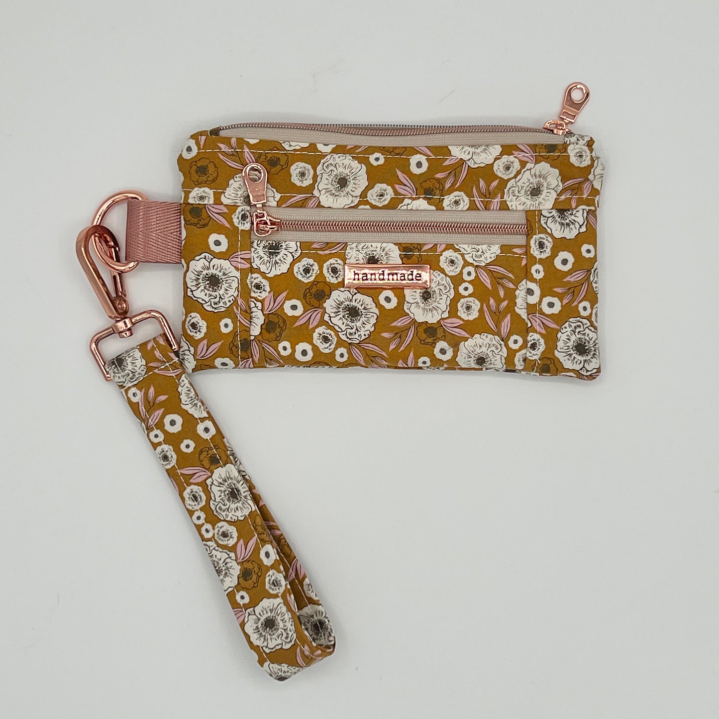 Two-Pocket Wristlet in Golden Bloom