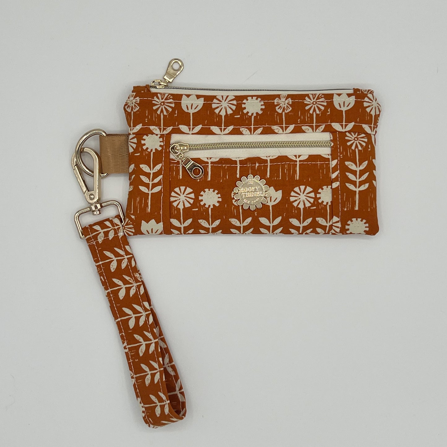 Two-Pocket Wristlet in Saddle