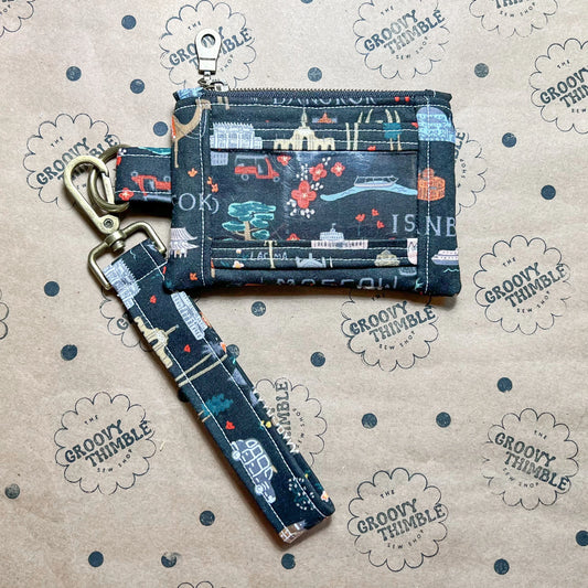 Wristlet Wallet in World Traveler Black