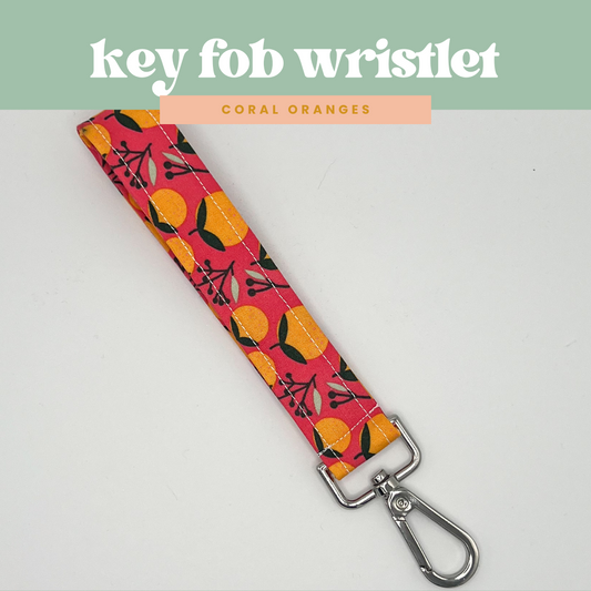 Key Fob Wristlet in Coral Oranges