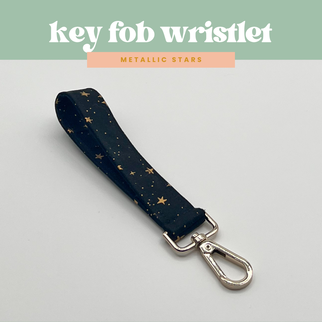 Key Fob Wristlet in Metallic Stars