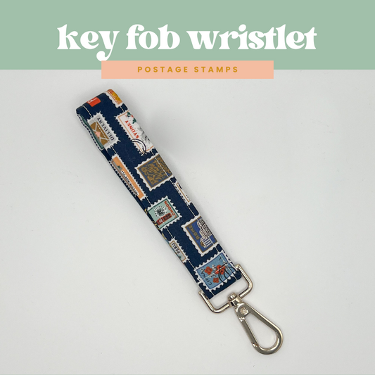 Key Fob Wristlet in Postage Stamps