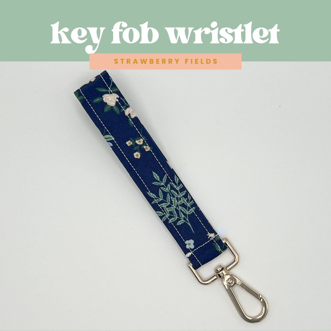 Key Fob Wristlet in Strawberry Fields