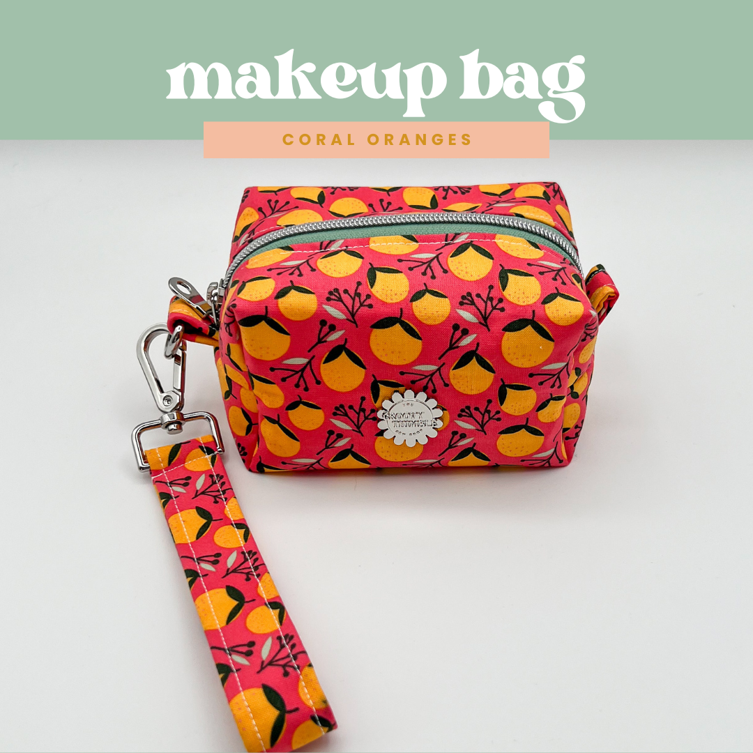 Small Makeup Bag in Coral Oranges