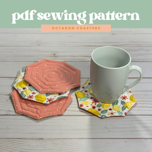 Quilted Octagon Fabric Coasters PDF Pattern