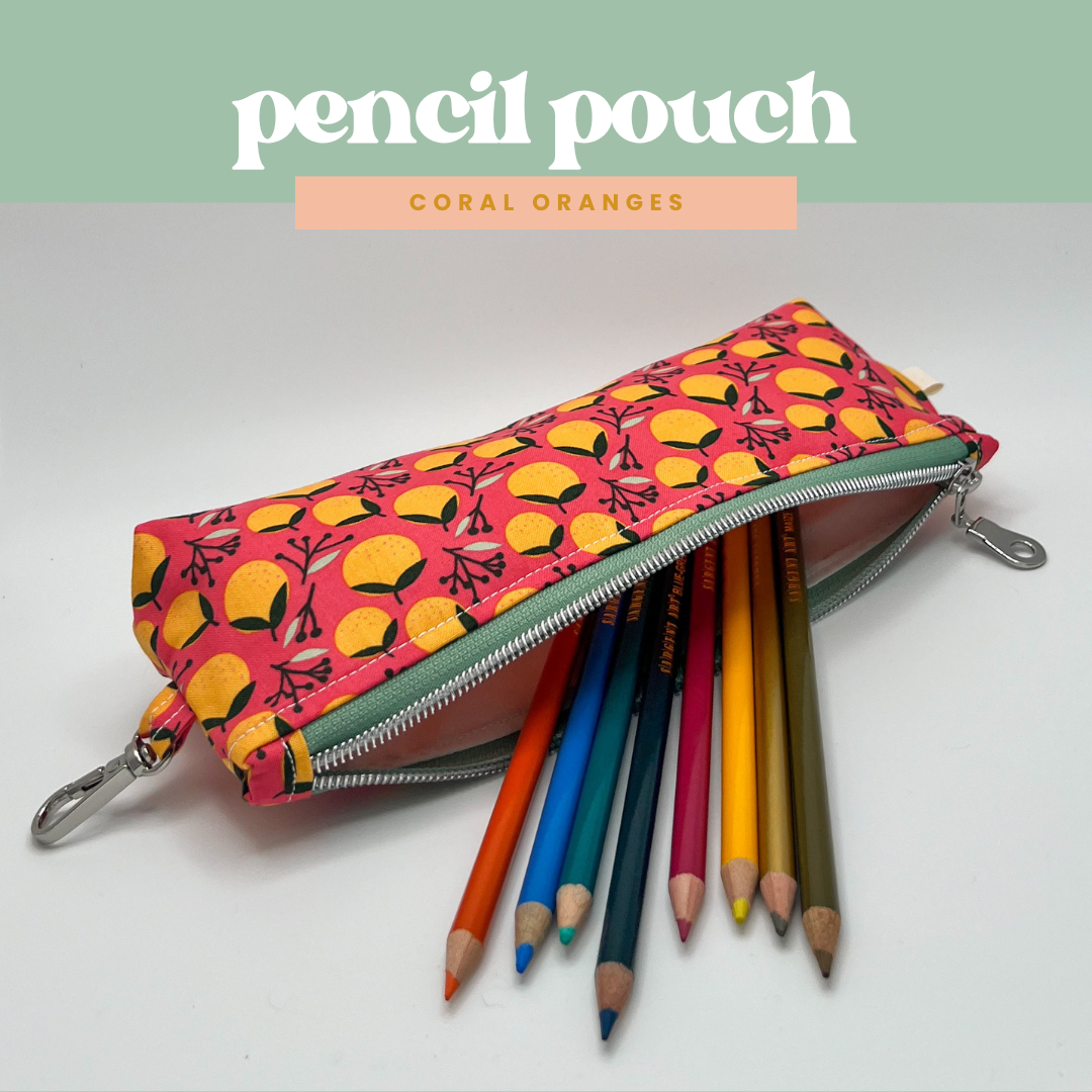 Pencil Pouch in Coral Oranges
