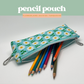 Pencil Pouch in Flowerland Daisies in Turquoise