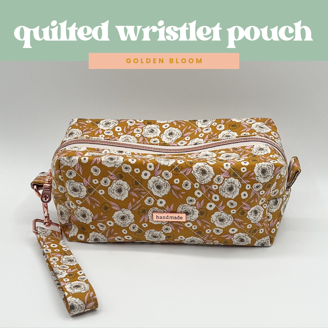 Large Quilted Makeup Bag in Golden Bloom