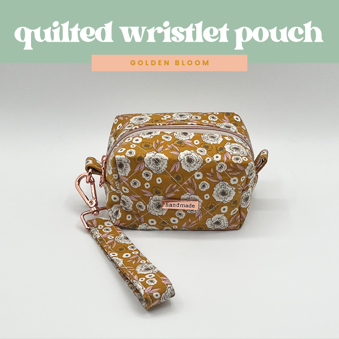 Small Quilted Makeup Bag in Golden Bloom