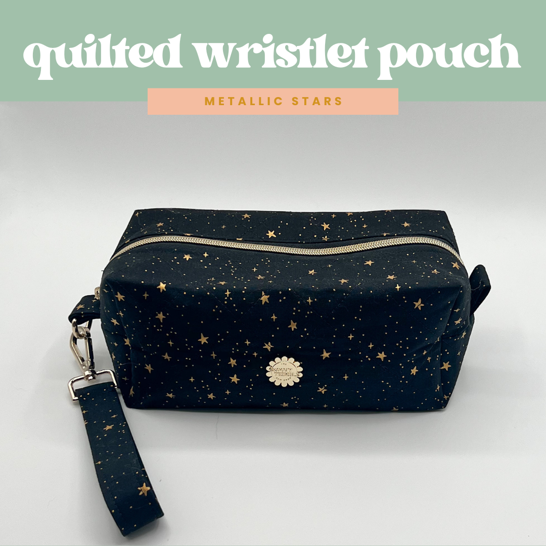 Large Quilted Makeup Bag in Metallic Stars