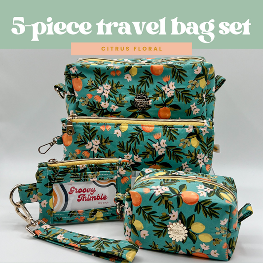 5-Piece Travel Bag Set in Citrus Floral