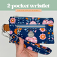 Two-Pocket Wristlet in Calico Apples Bluebell