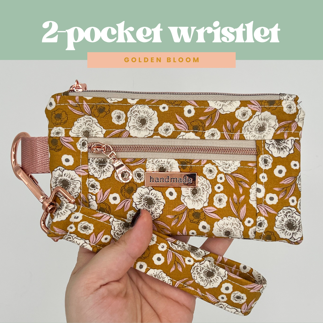 Two-Pocket Wristlet in Golden Bloom